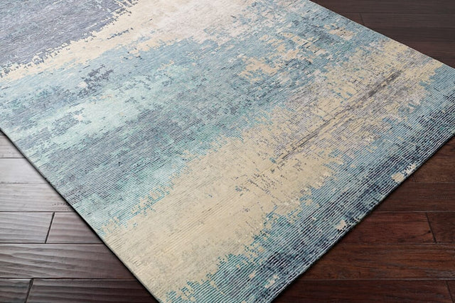 Surya Baranof Brf-1000 Aqua, Ivory, Tan, Charcoal, Teal Rugs.