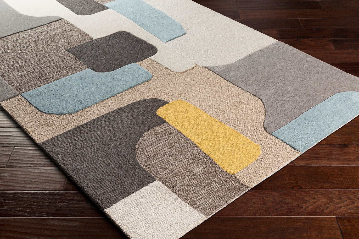 Surya Brooklyn Bro-2300 Bright Yellow, Taupe, Khaki, Charcoal Rugs.