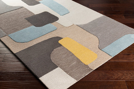 Surya Brooklyn Bro-2300 Bright Yellow, Taupe, Khaki, Charcoal Rugs.