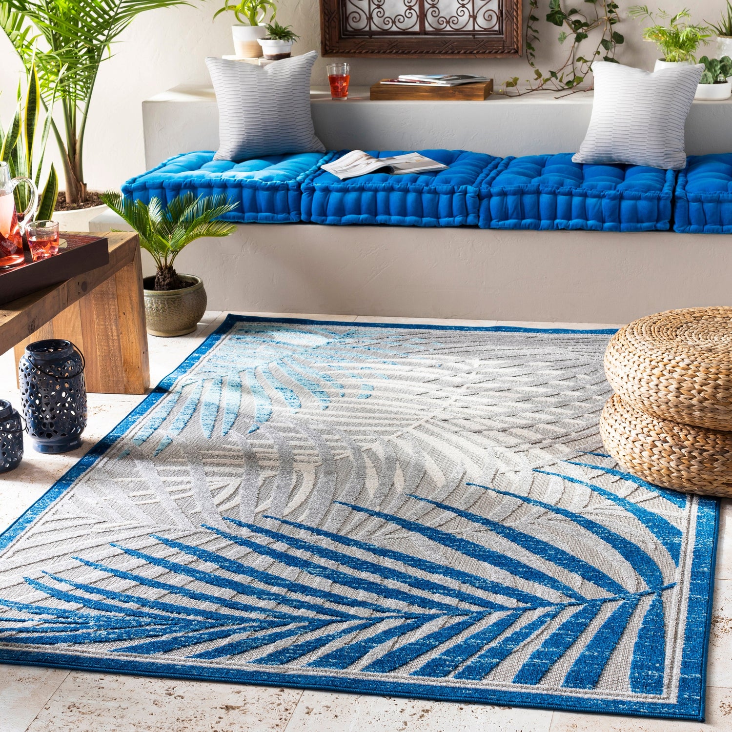 Surya Big Sur Bsr-2312 Dark Blue, Aqua, Taupe, Cream Rugs.