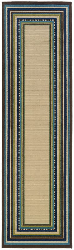 Oriental Weavers Sphinx Caspian 1003X Ivory / Blue Bordered Area Rug