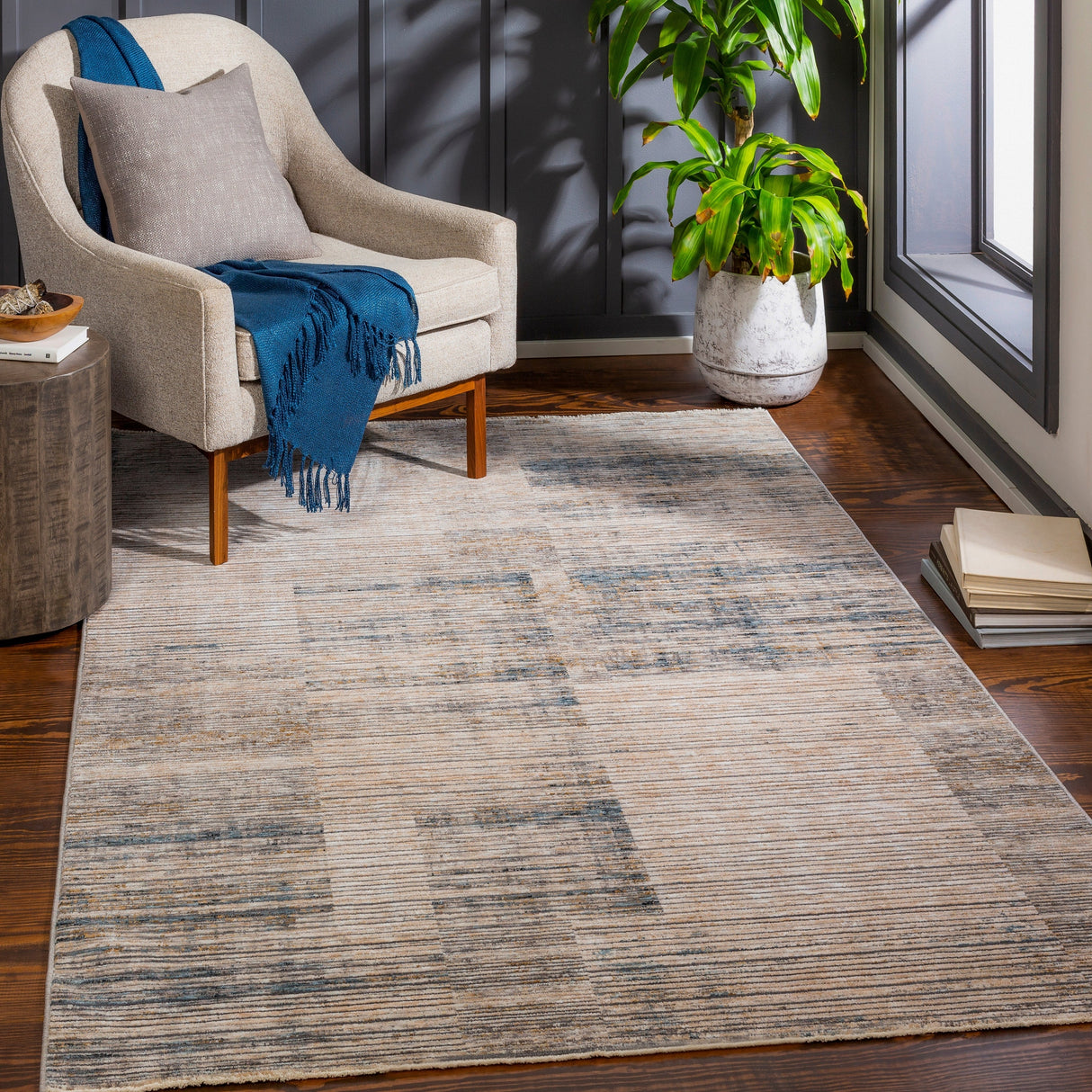 Surya Cardiff Cdf-2311 Beige, Cream, Denim, Taupe Rugs.