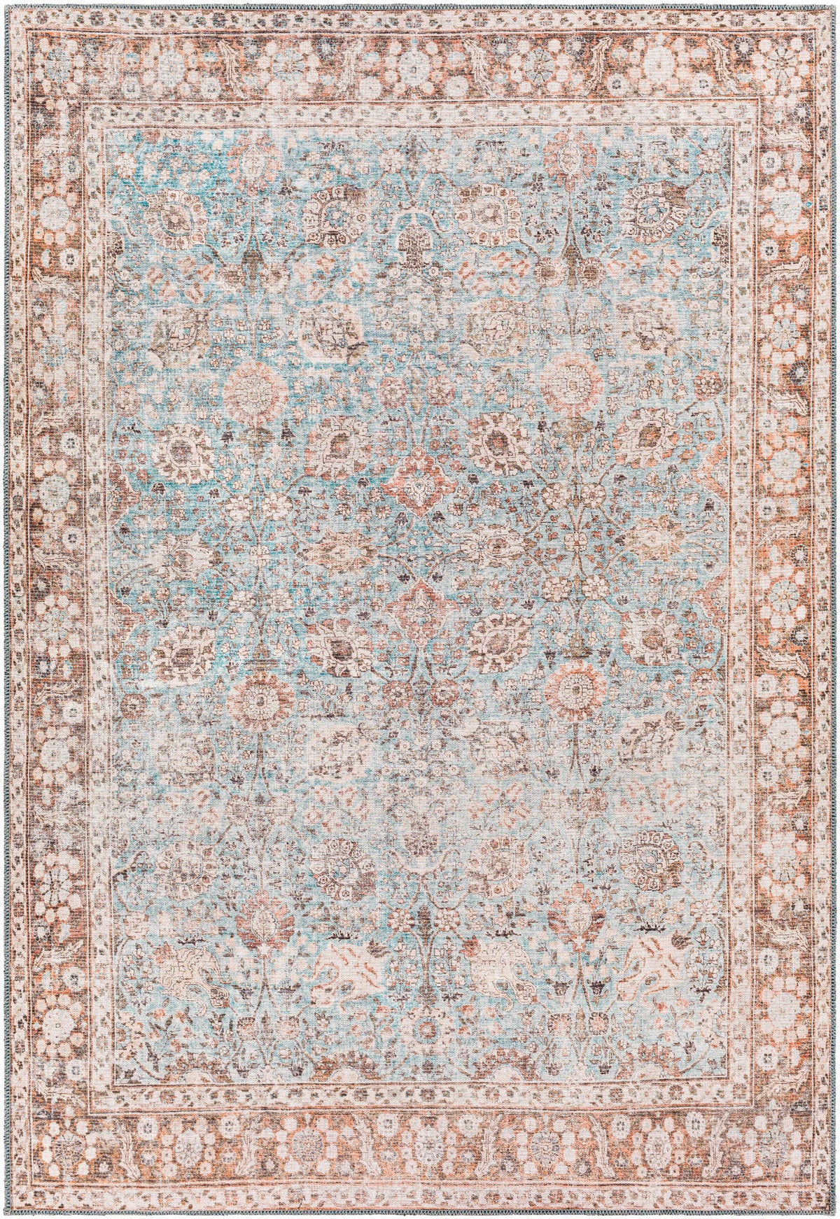Surya Colin Cln-2310 Light Blue, Tan, Orange, Brown Rugs.