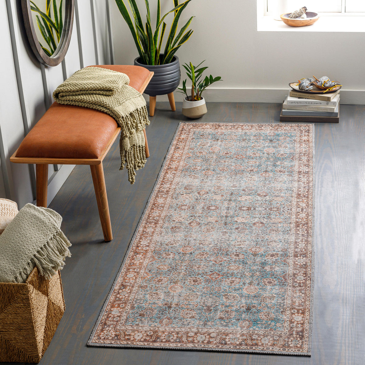 Surya Colin Cln-2310 Light Blue, Tan, Orange, Brown Rugs.