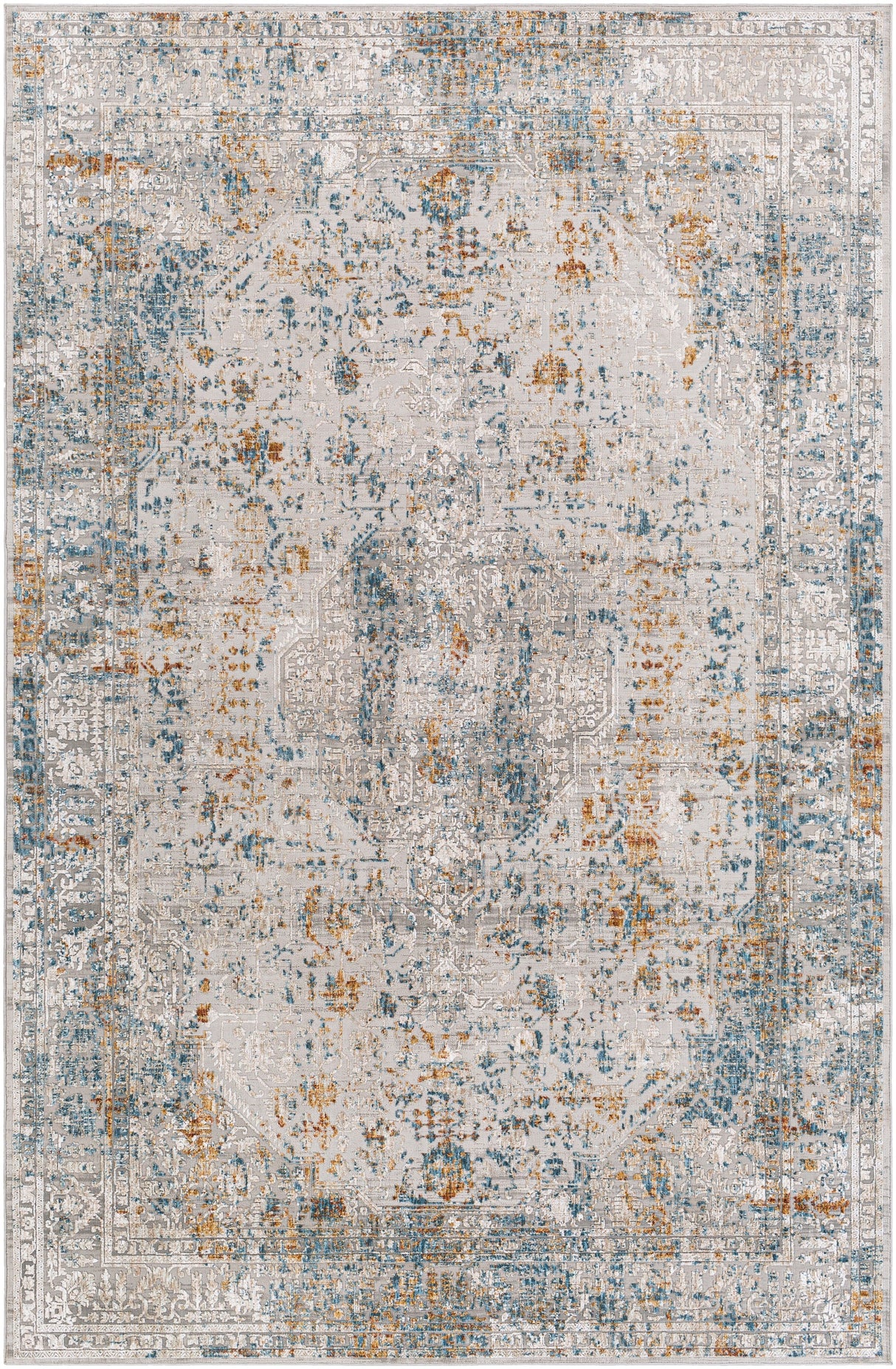 Surya Carmel Crl-2317 Taupe, Light Gray, Aqua, Mustard Rugs.