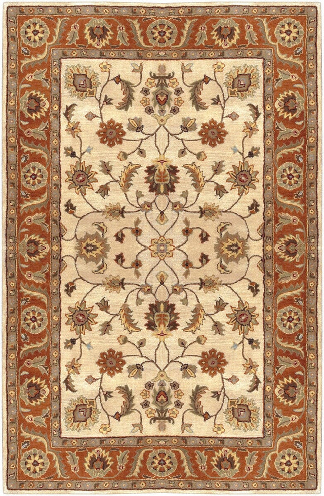 Surya Crowne crn-6004 Golden Beige / Rust / Gold / Fern Rugs.