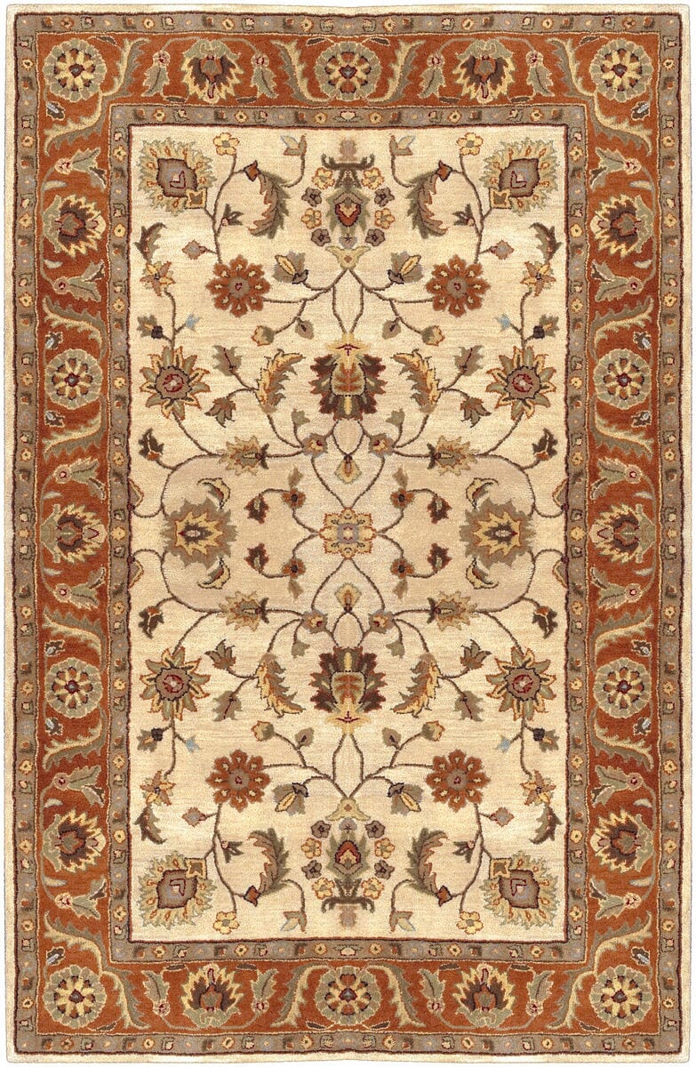Surya Crowne crn-6004 Golden Beige / Rust / Gold / Fern Rugs.