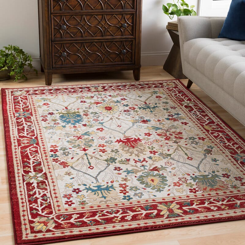 Surya Crafty Crt-2309 Dark Red, Burnt Orange, White Rugs.