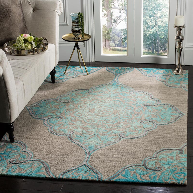 Safavieh Dip Dye Ddy510C Grey/Turquoise Rug.