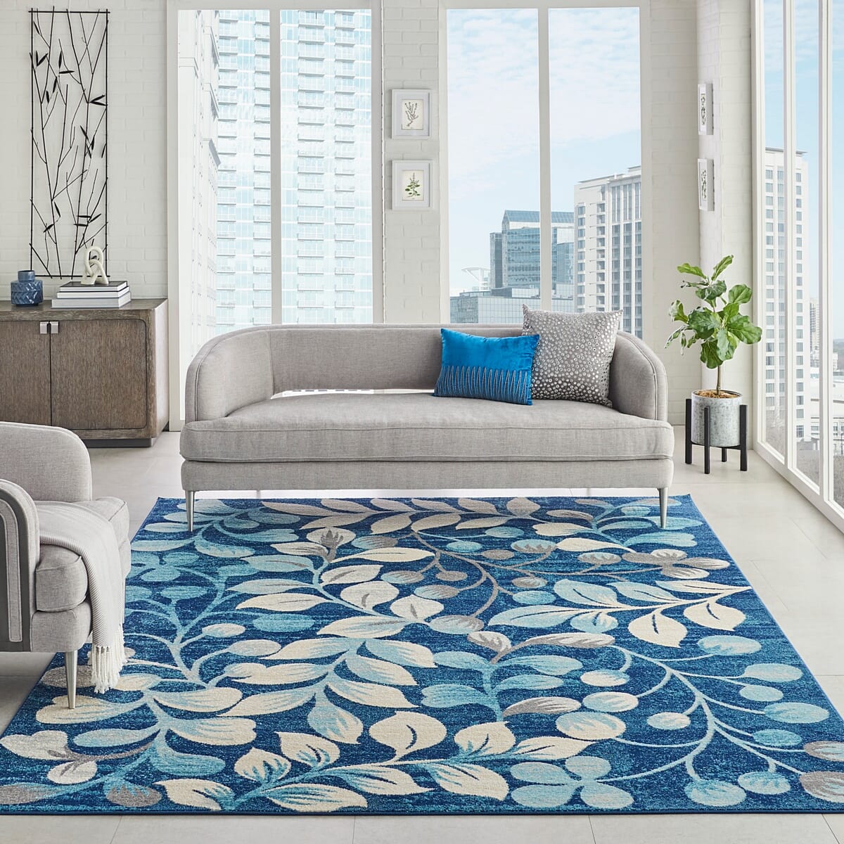 Nourison Tranquil Tra03 Navy Rugs.