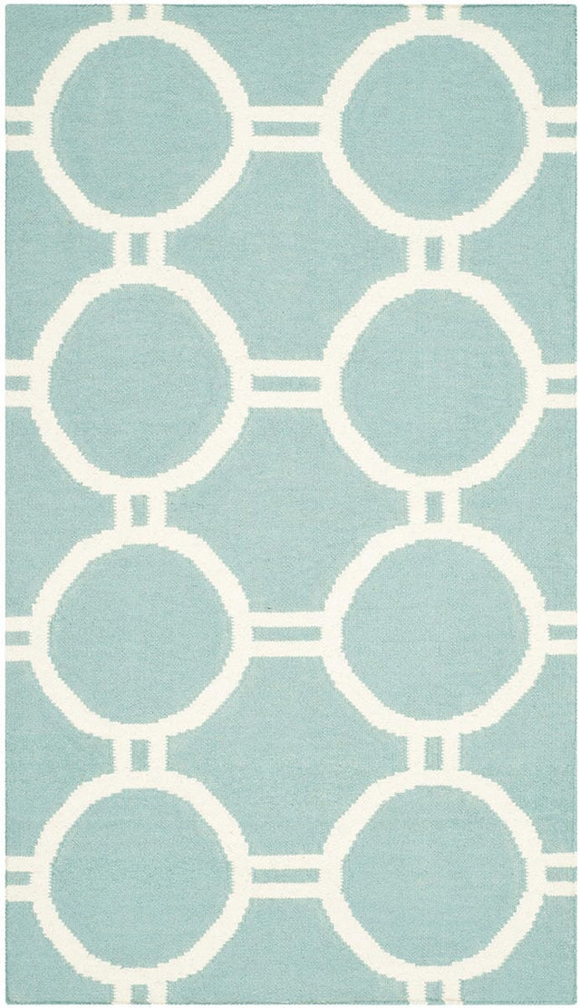 Safavieh Dhurries Dhu636C Light Blue / Ivory Rugs.