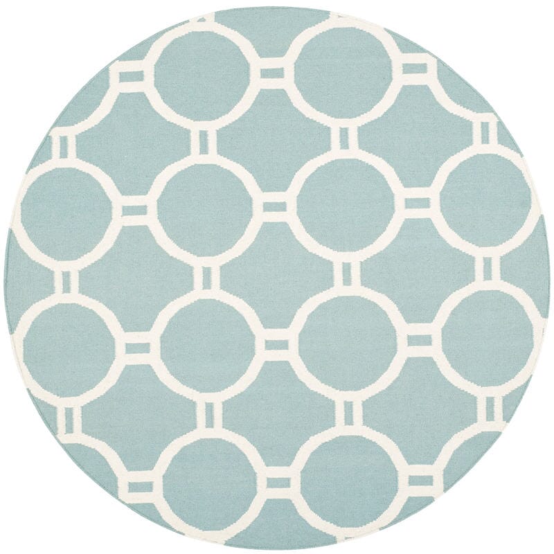 Safavieh Dhurries Dhu636C Light Blue / Ivory Rugs.