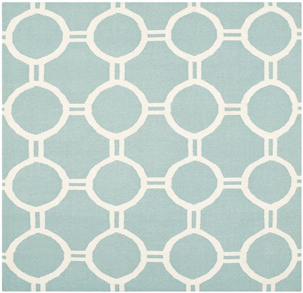 Safavieh Dhurries Dhu636C Light Blue / Ivory Rugs.