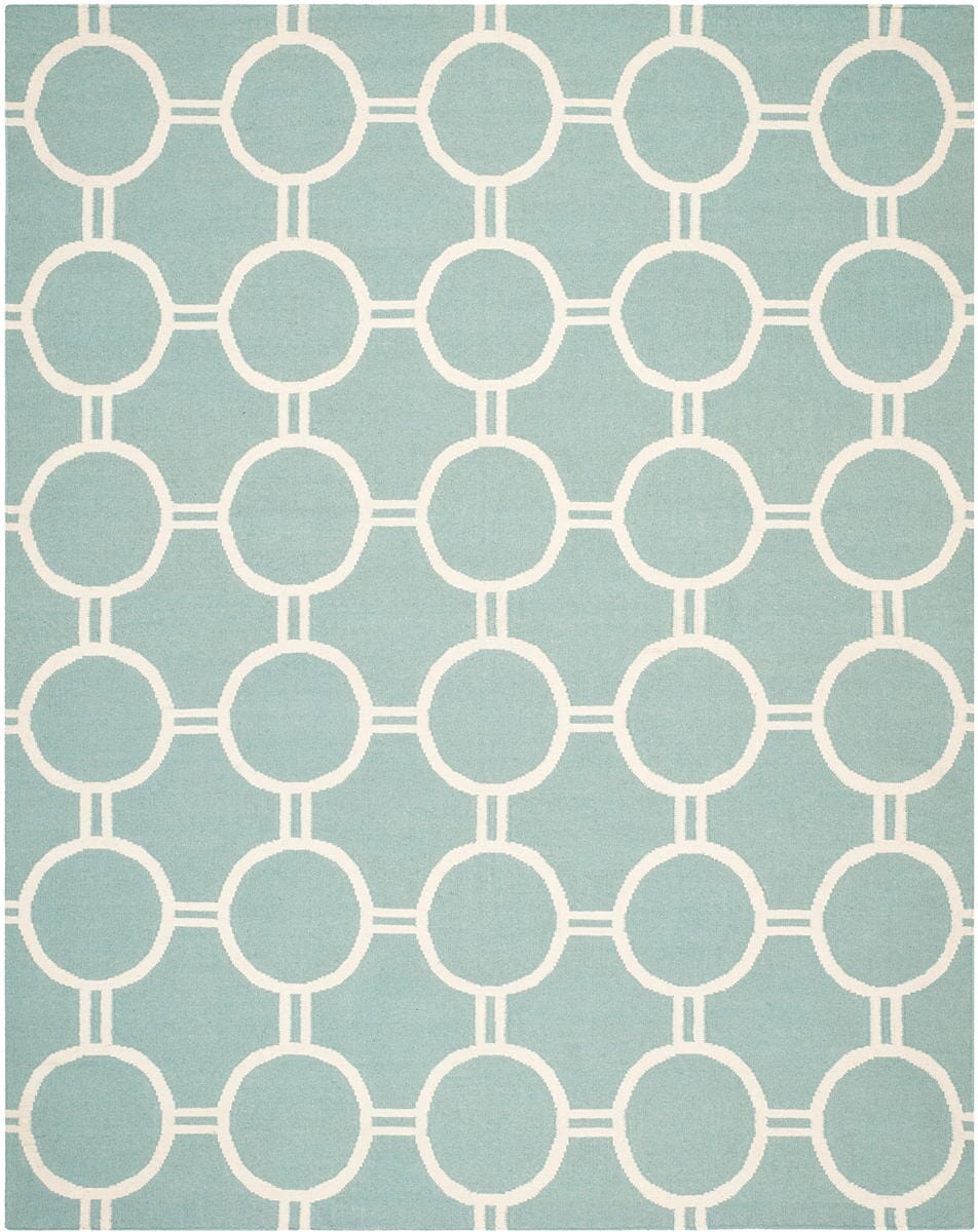 Safavieh Dhurries Dhu636C Light Blue / Ivory Rugs.