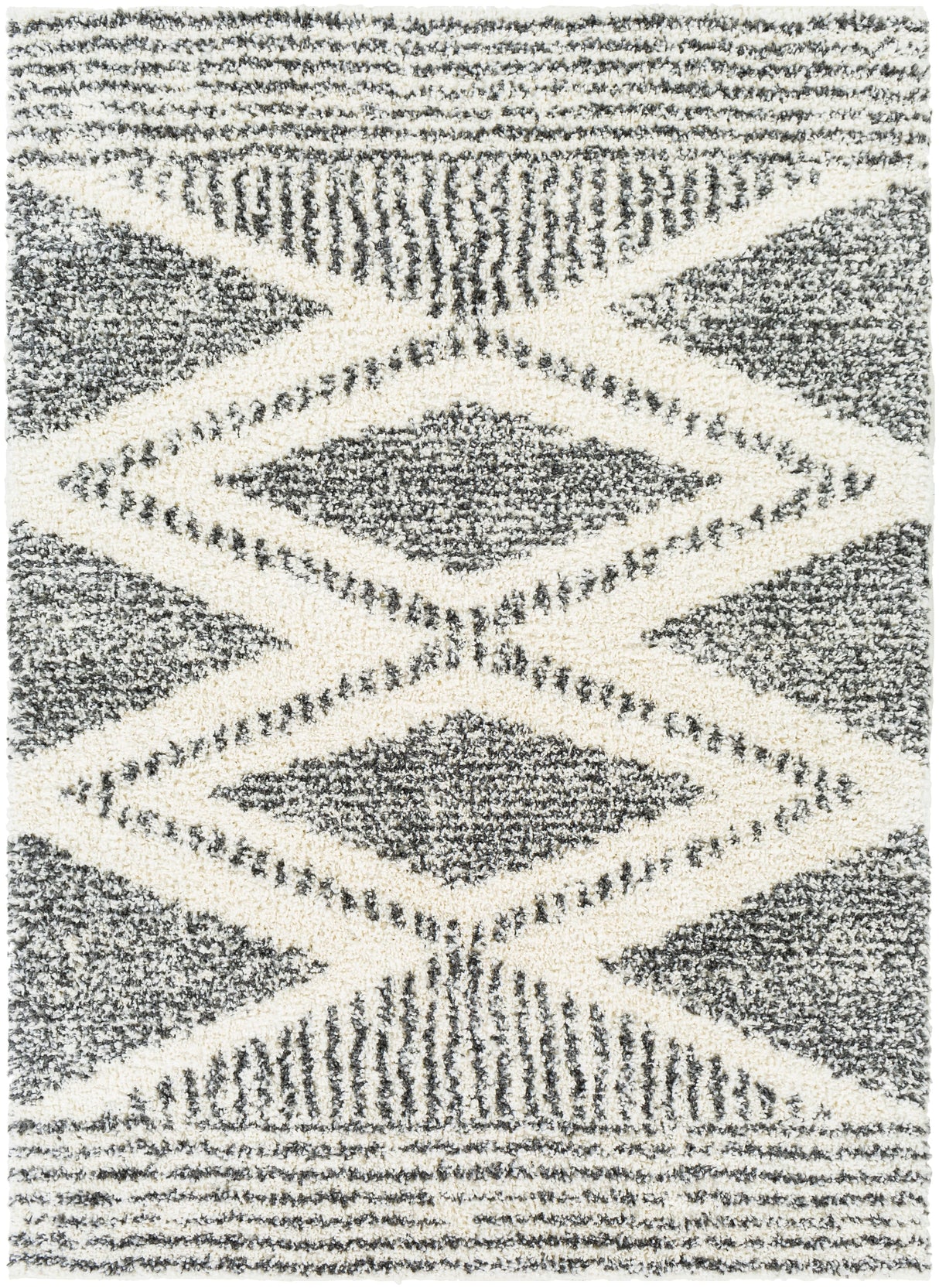 Surya Deluxe Shag Dxs-2309 Cream, Charcoal Rugs.