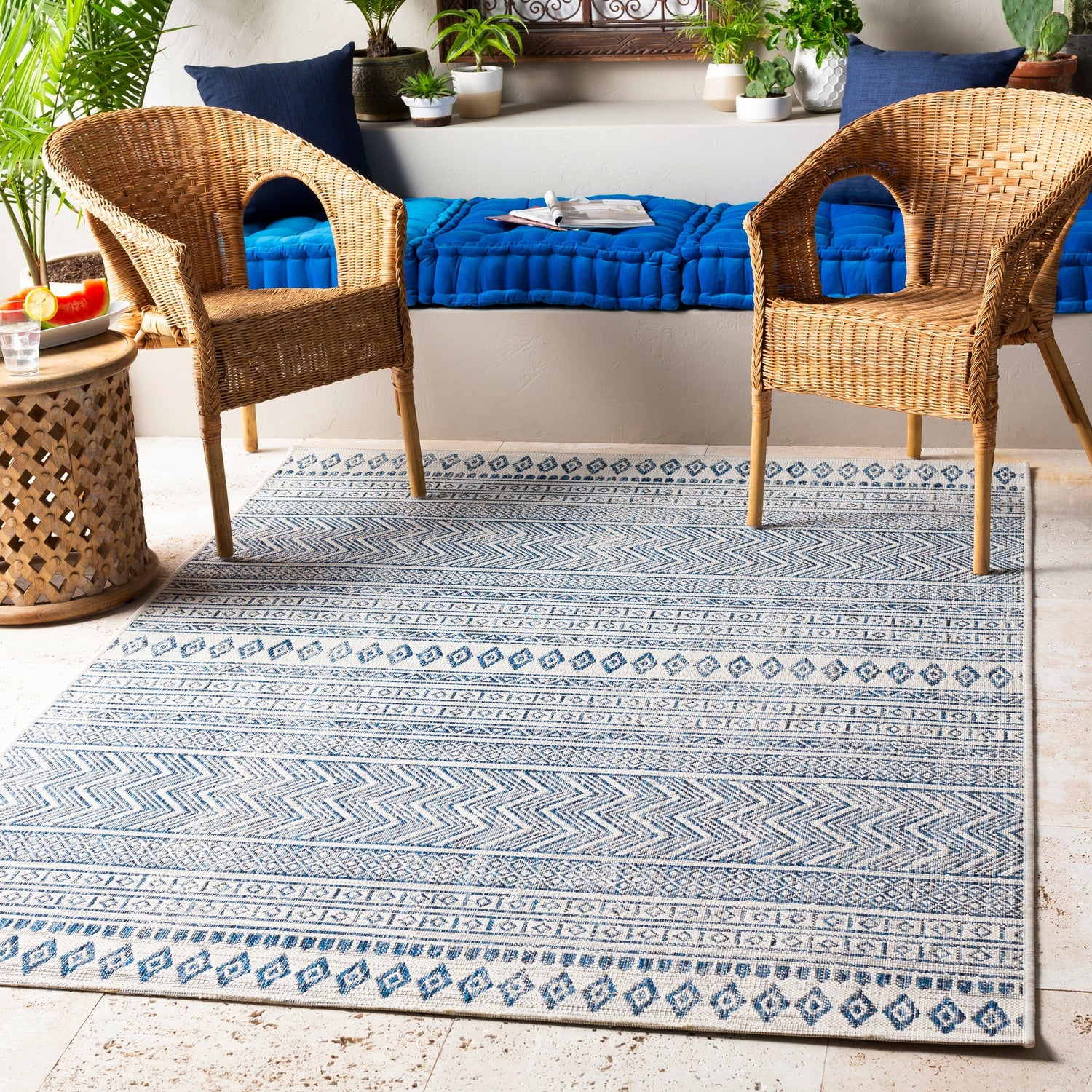 Surya Eagean Eag-2344 Denim, Navy, White Rugs.