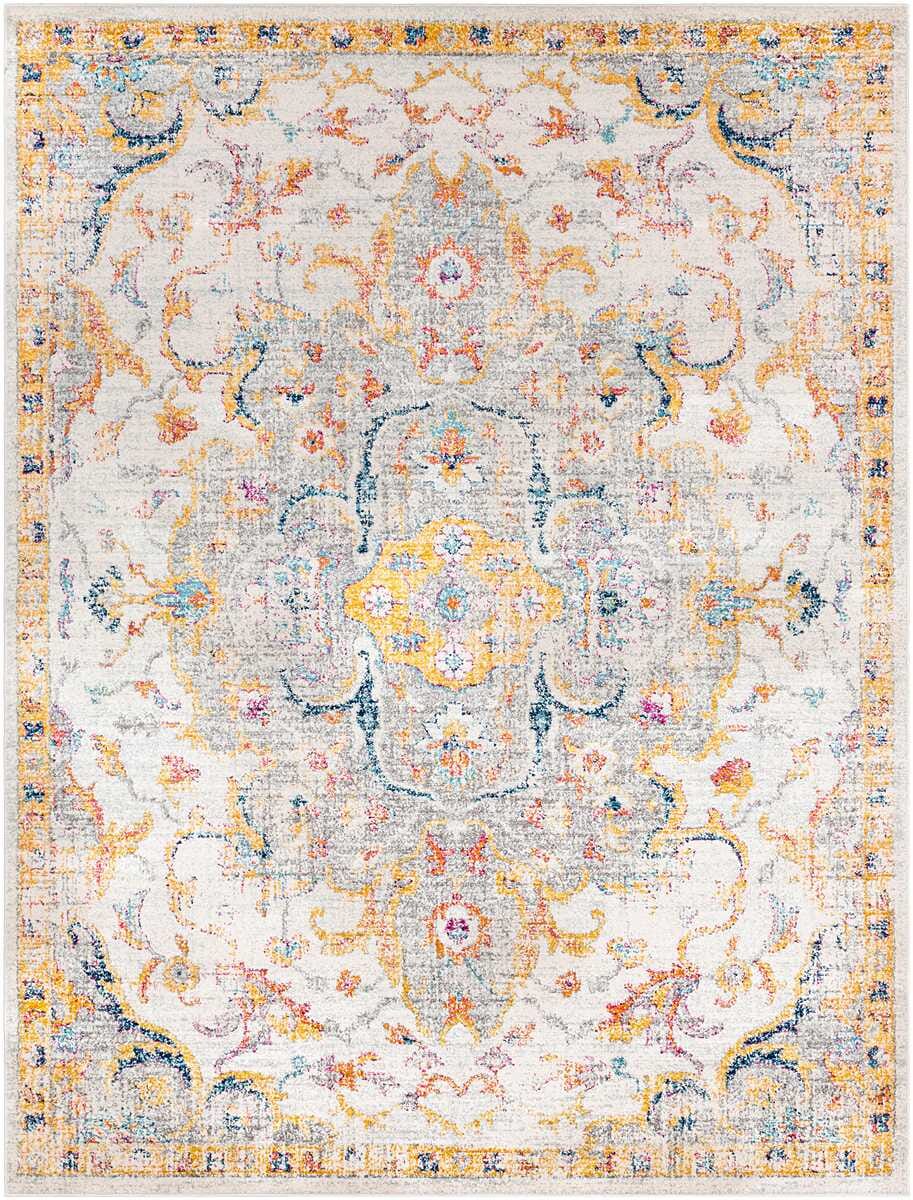 Surya Elaziz Elz-2315 Saffron, Medium Gray, White Rugs.