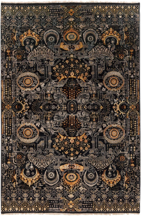 Surya Empress Ems-7000 Black / Gold / Gray / Burnt Orange Rugs.