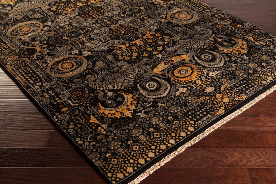 Surya Empress Ems-7000 Black / Gold / Gray / Burnt Orange Rugs.