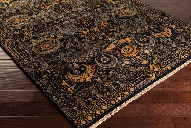 Surya Empress Ems-7000 Black / Gold / Gray / Burnt Orange Rugs.