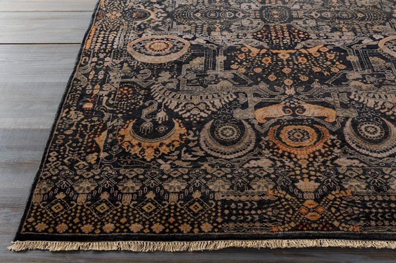 Surya Empress Ems-7000 Black / Gold / Gray / Burnt Orange Rugs.