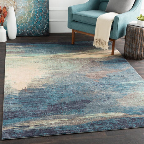 Surya Felicity Fct-8000 Sky Blue, Aqua, Navy, Medium Gray Rugs.