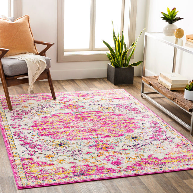 Surya Floransa Fsa-2308 Bright Pink, Beige, Navy, Saffron Rugs.