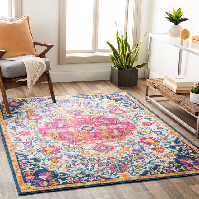 Surya Floransa Fsa-2312 Medium Gray, Beige, Navy, Bright Pink Rugs.
