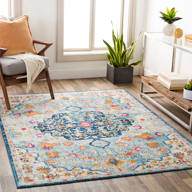 Surya Floransa Fsa-2314 Sky Blue, Navy, Beige, Medium Gray Rugs.