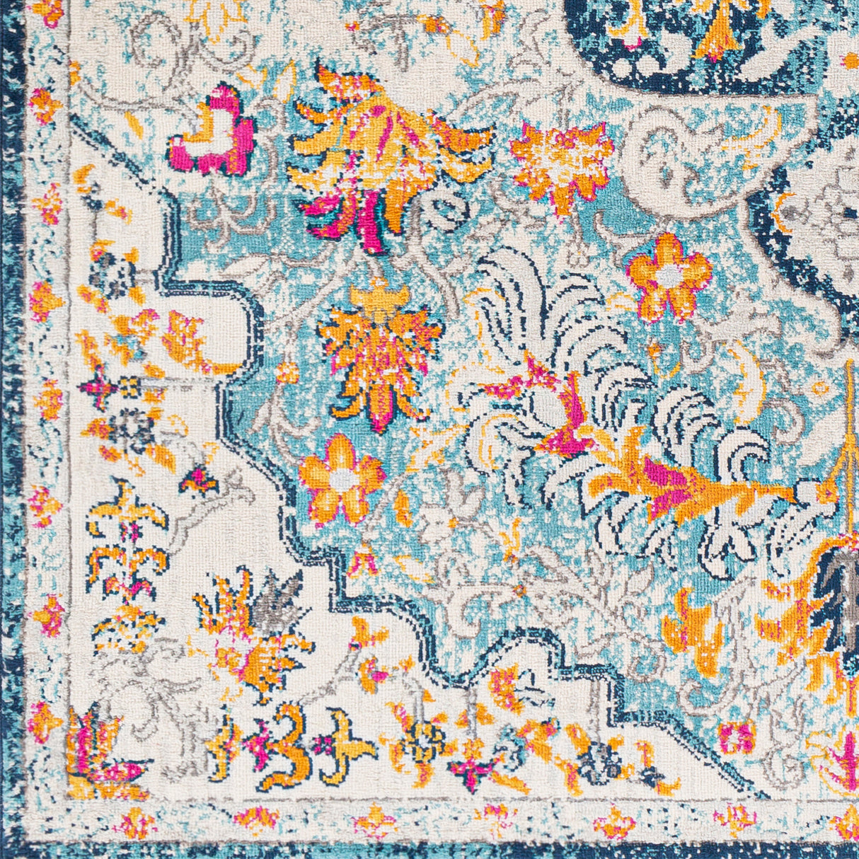 Surya Floransa Fsa-2314 Sky Blue, Navy, Beige, Medium Gray Rugs.