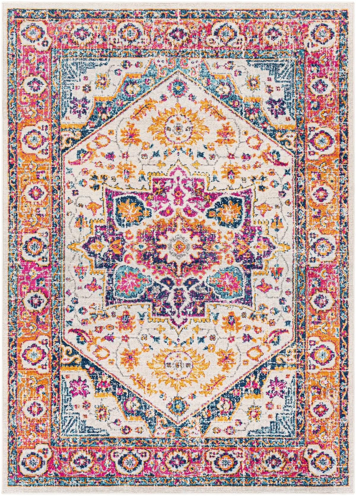 Surya Floransa Fsa-2316 Navy, Bright Pink, Medium Gray, Beige Rugs.