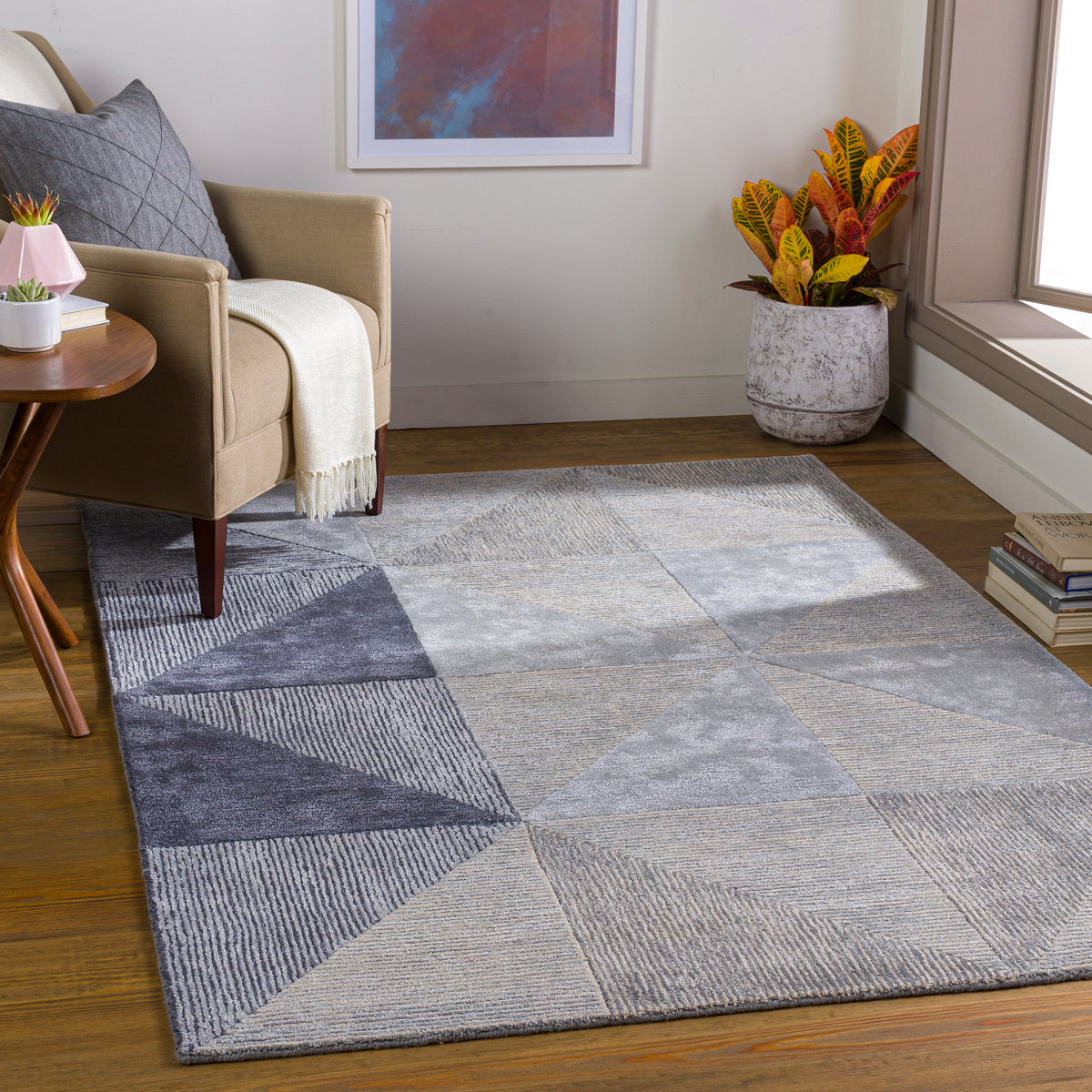 Surya Glasgow Gls-2300 Light Gray, Medium Gray, Navy, Pale Blue Rugs.