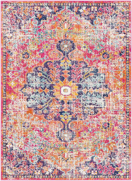 Surya Harput Hap-1062 White, Saffron, Teal, Burnt Orange Rugs.