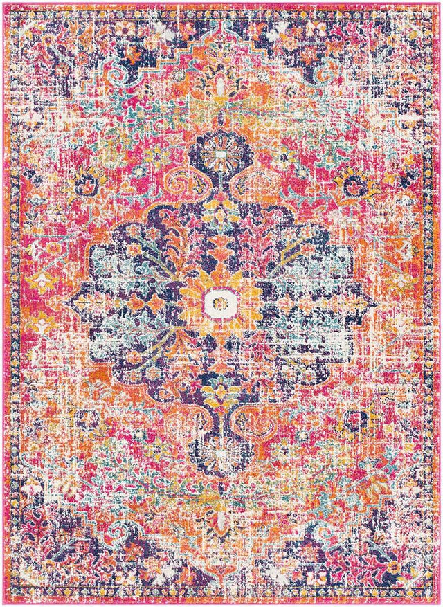 Surya Harput Hap-1062 White, Saffron, Teal, Burnt Orange Rugs.