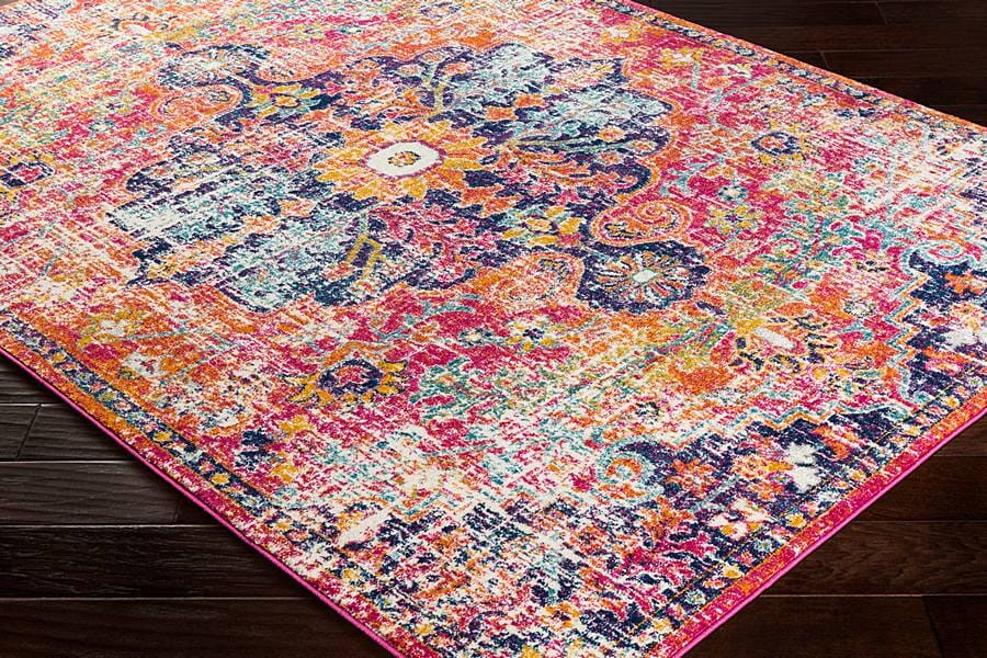 Surya Harput Hap-1062 White, Saffron, Teal, Burnt Orange Rugs.