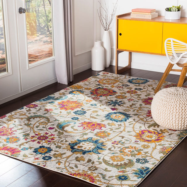Surya Harput Hap-1074 Saffron, Teal, Light Gray, Beige Rugs.