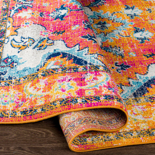Surya Harput Hap-1118 Dark Blue, Sky Blue, Bright Orange, Bright Pink Rugs.