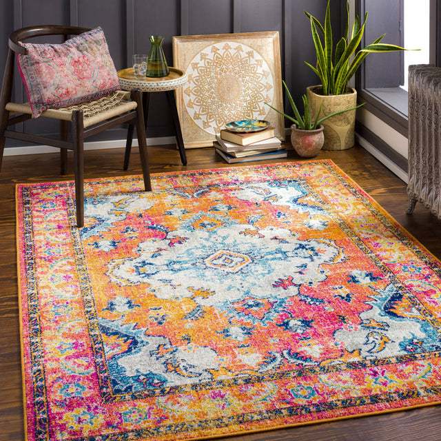 Surya Harput Hap-1118 Dark Blue, Sky Blue, Bright Orange, Bright Pink Rugs.