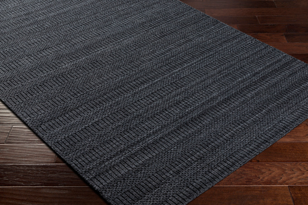 Surya Hickory Hck-2300 Charcoal, Black Rug.