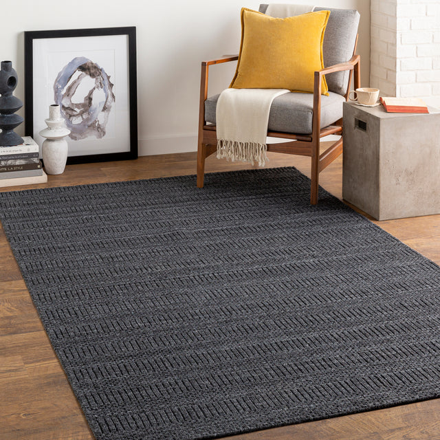 Surya Hickory Hck-2300 Charcoal, Black Rug.