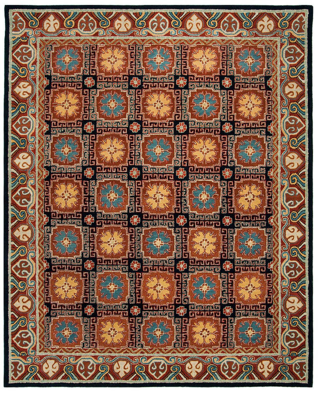 Safavieh Heritage Hg742N Navy / Orange Rugs.