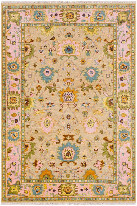 Surya Hillcrest Hil-9043 Tan, Bright Pink, Olive, Aqua, Navy Rugs.