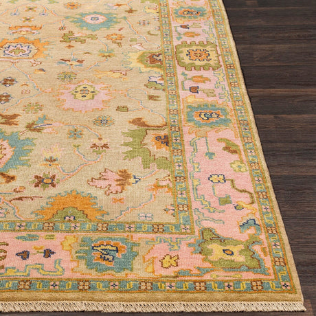 Surya Hillcrest Hil-9043 Tan, Bright Pink, Olive, Aqua, Navy Rugs.