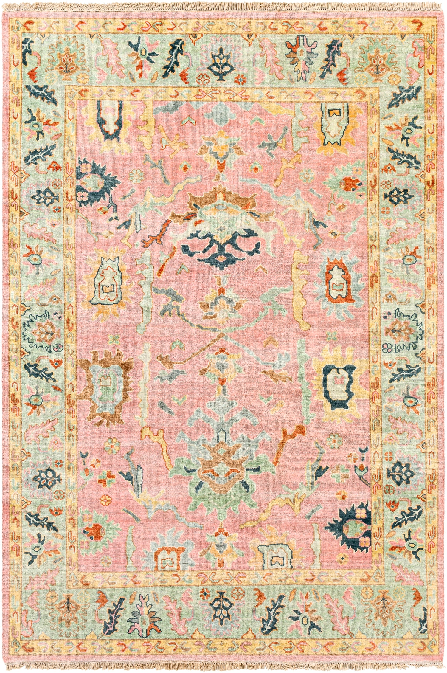 Surya Hillcrest Hil-9044 Mint, Butter, Pale Pink, Peach Rugs.