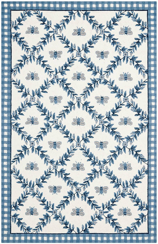 Safavieh Chelsea Hk55D Ivory / Blue Floral / Country Area Rug