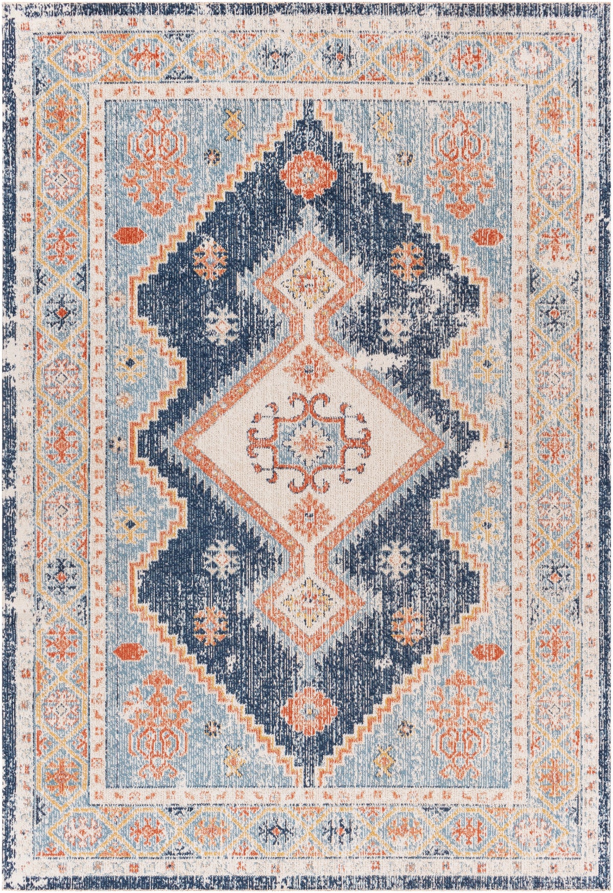 Surya Huntington Beach Htb-2303 Dark Blue, Denim, Burnt Orange, Camel Rugs.