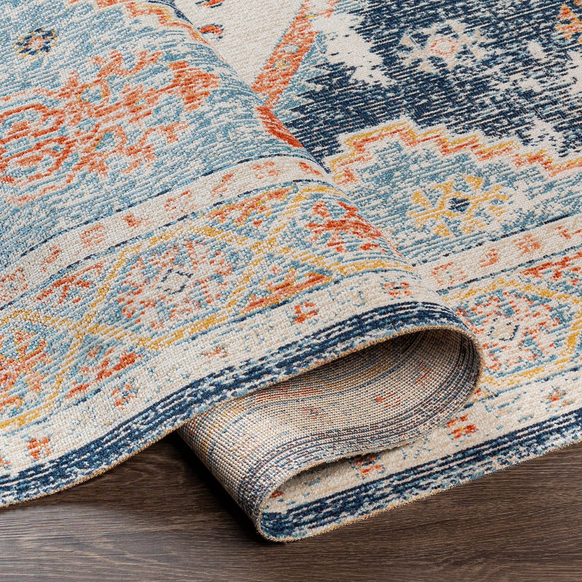 Surya Huntington Beach Htb-2303 Dark Blue, Denim, Burnt Orange, Camel Rugs.