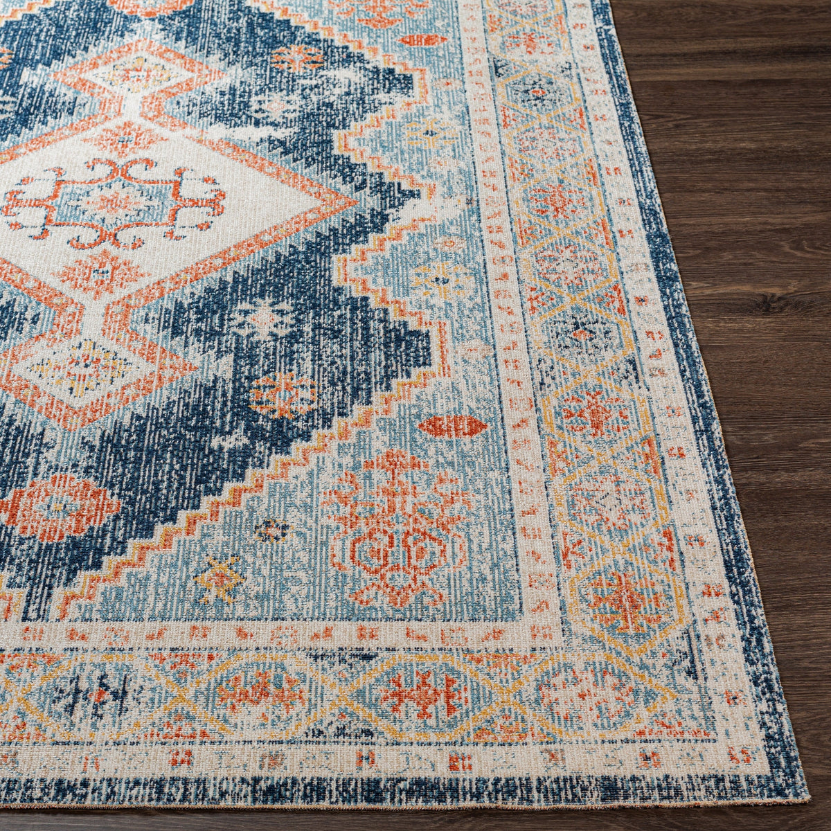 Surya Huntington Beach Htb-2303 Dark Blue, Denim, Burnt Orange, Camel Rugs.
