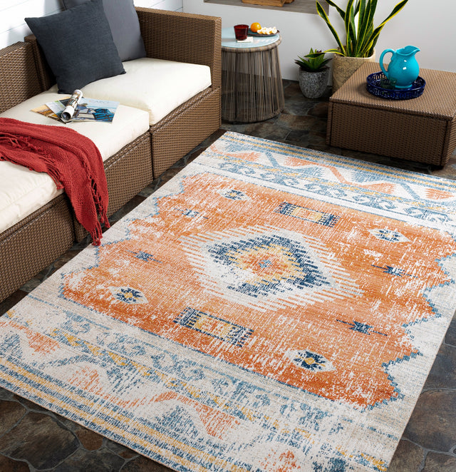 Surya Huntington Beach Htb-2306 Burnt Orange, Dark Blue, Camel, Denim Rugs.