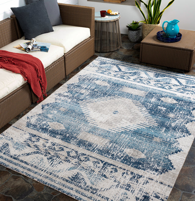 Surya Huntington Beach Htb-2307 Dark Blue, Denim, Light Gray, Cream Rugs.